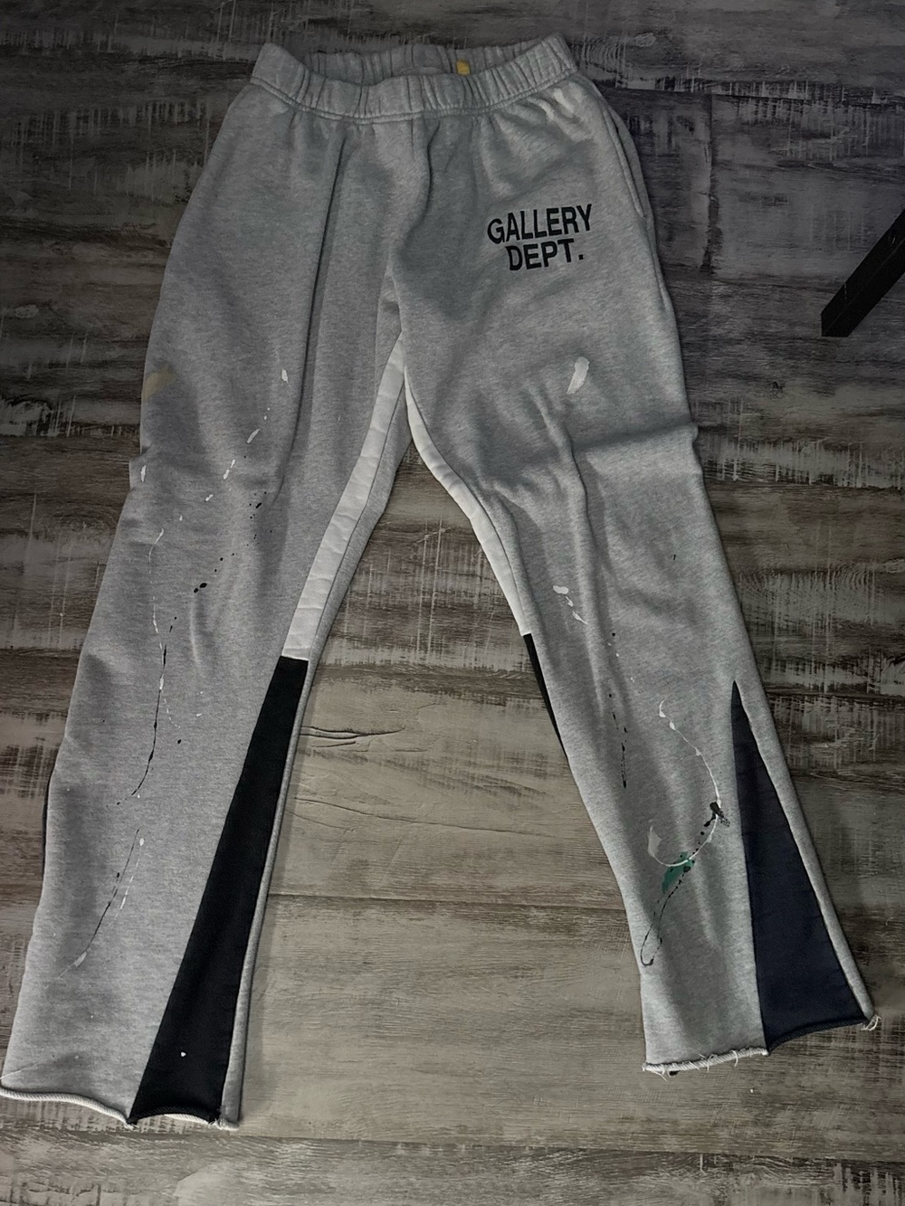 Gallery Dept Light Grey Joggers with Black Panels & Paint Splatter